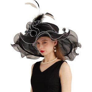 Women's Kentucky Derby Church Dress Hat 10-black,white